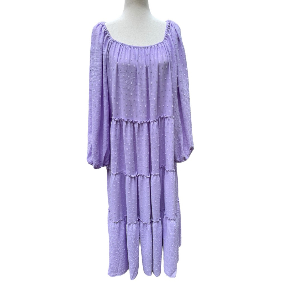 NWT Zoco Lavender Daymaker Dress Boho Maxi Cottagecore Feminine Flowy Chic Tiers - Picture 11 of 15